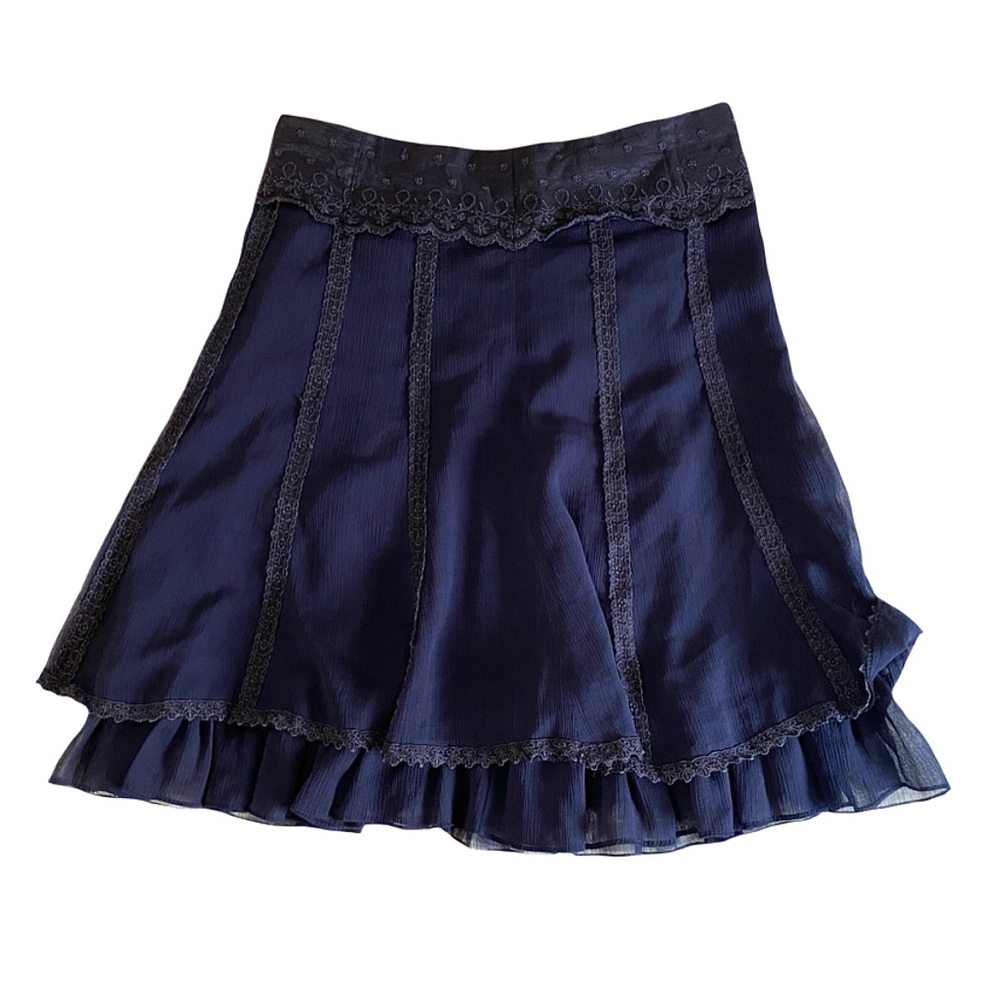Vintage Navy Blue Lace Trim Skirt